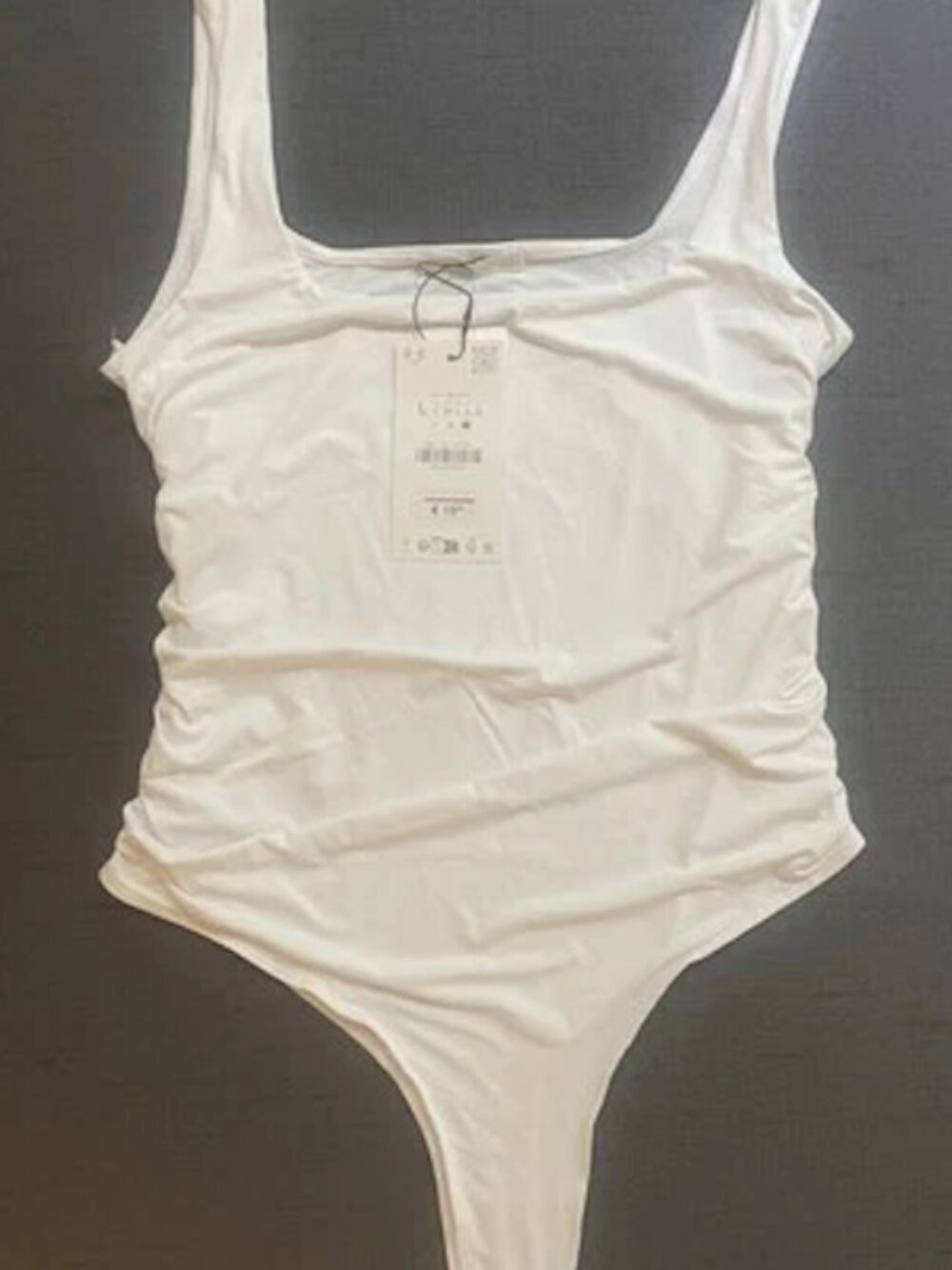 NWT Zara Square Neck Stretch Bodysuit White Size L